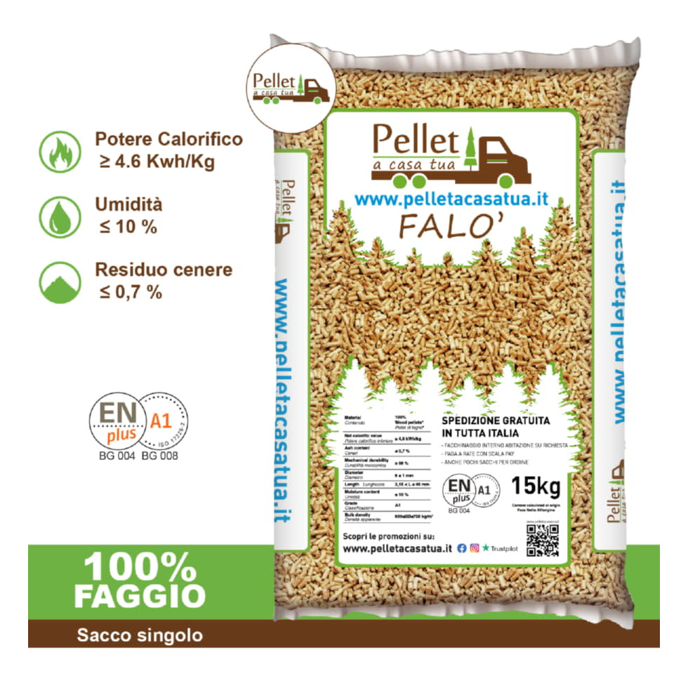 PELLET FALO' 100% CONIFERA - SACCHI DA 15 KG
