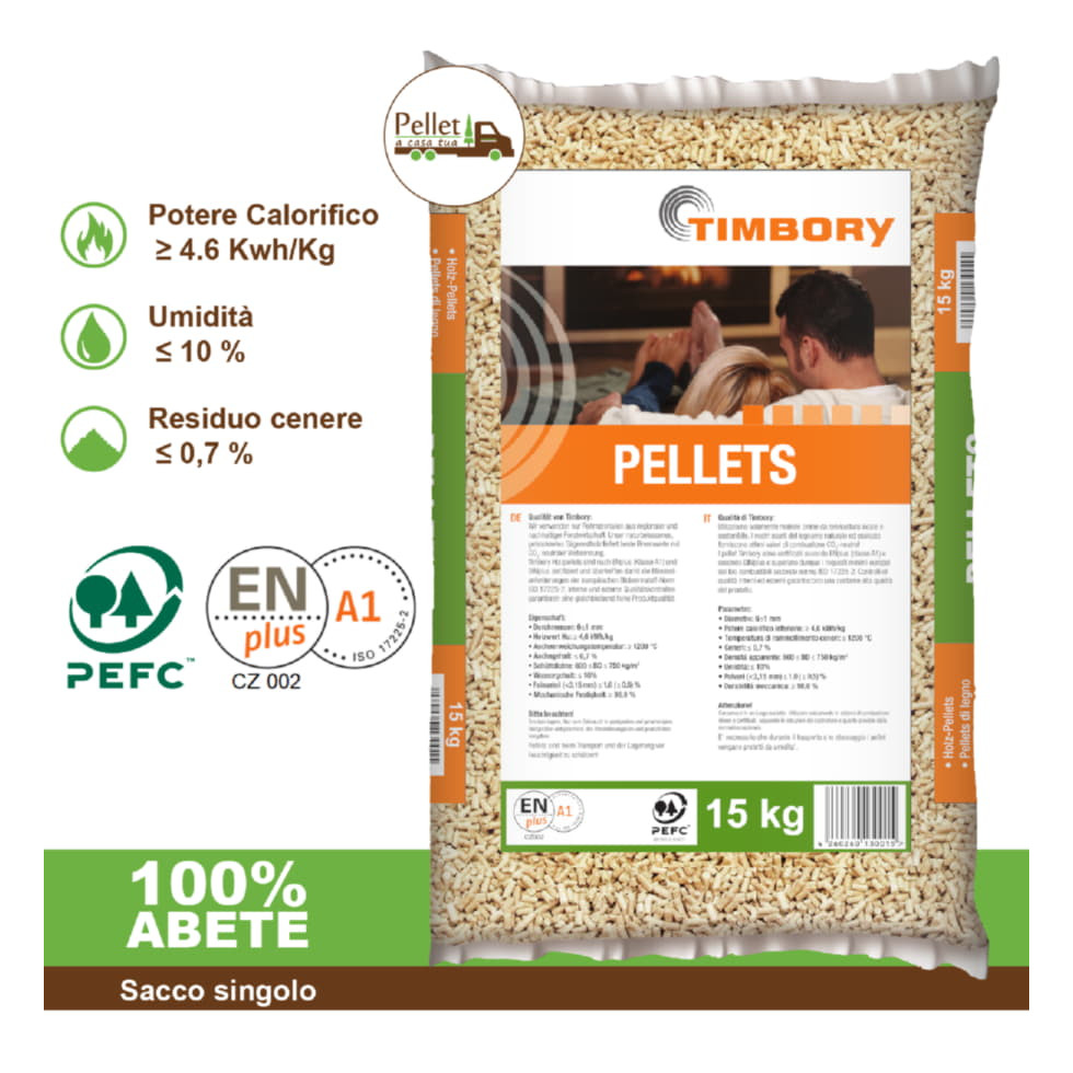 PELLET TIMBORY 100% ABETE - SACCHI DA 15 KG