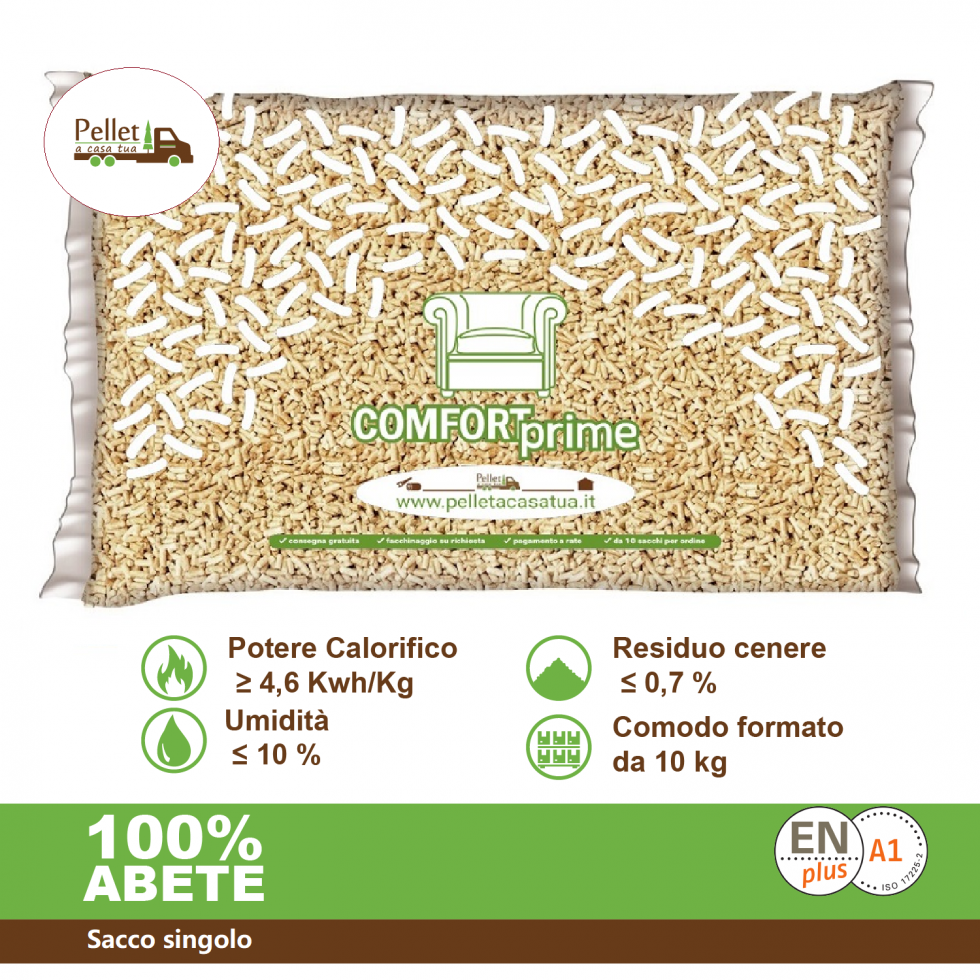 PELLET COMFORT PRIME 100% ABETE - SACCHI DA 10 KG